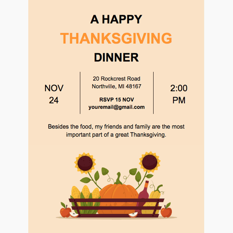 Thanksgiving Dinner Family Invitation